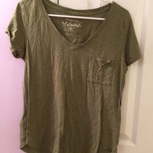 Army Green Abercrombie & Fitch Pocket Tee